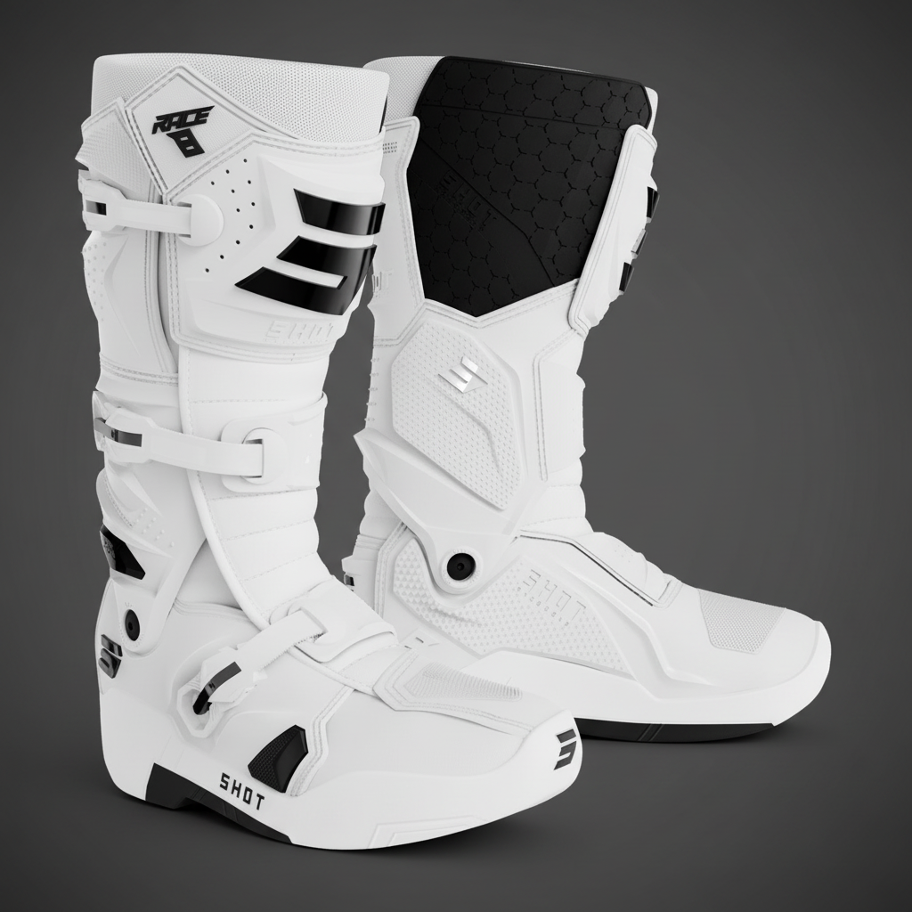 Botas Shot Race 8 White - fundo garagem