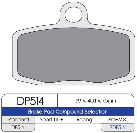 PASTILLAS DE FRENO DELANTERAS SINTERIZADAS DP BRAKES SDP514